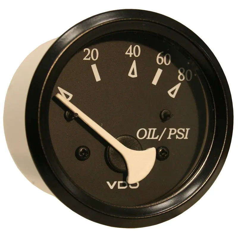 Vdo Marine Oil Pressure Gauge – 80 Psi, Cockpit-Style, Black Dial & Bezel [350-11800] 1