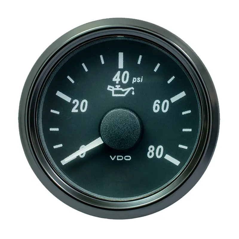 Vdo Singleviu 52Mm Oil Pressure Gauge – 2-1/16" Dial, 80 Psi Range, 0–180 Ohm Compatibility [A2C3833190030] 1