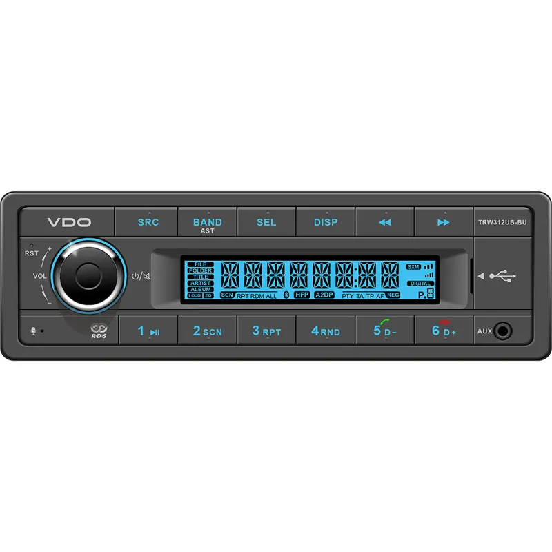 Vdo Trw312Ub-Bu 12V Marine Stereo With Bluetooth, Usb, Fm Rds, And Blue Illumination 1