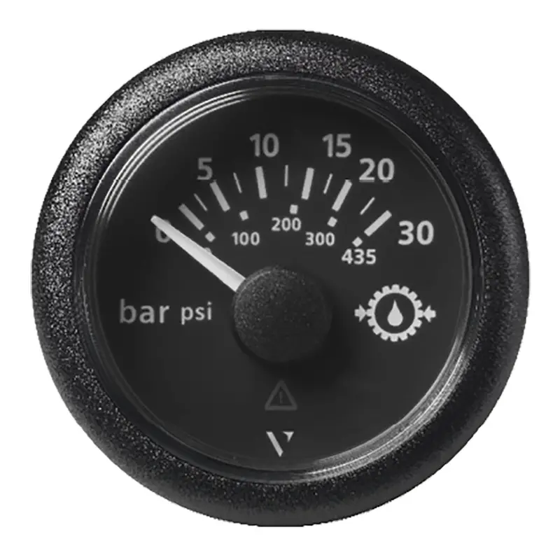 Veratron Viewline 52Mm Transmission Oil Pressure Gauge – 30 Bar / 435 Psi, Black Dial, Round Bezel (A2C59514141) 1