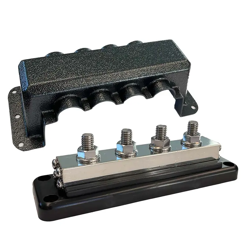 Victron 600A 4-Position Busbar With Cover, 4× 3/8" Terminals & 4× M8 Mounting Points [Vbb160040010] 1