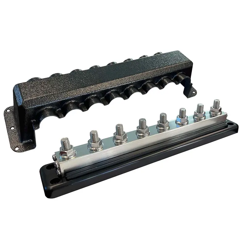 Victron 600A 8-Position Busbar With Cover, 8× 3/8" Terminals & 8× M8 Mounting Points [Vbb160080010] 1