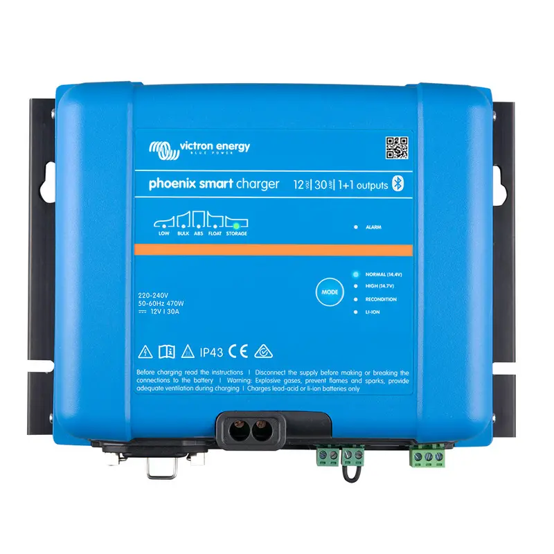 Victron Phoenix Smart Ip43 12V 30A Battery Charger With Dual Outputs – 120–240V Ac Input, Requires Nema 5-15P Cord 1