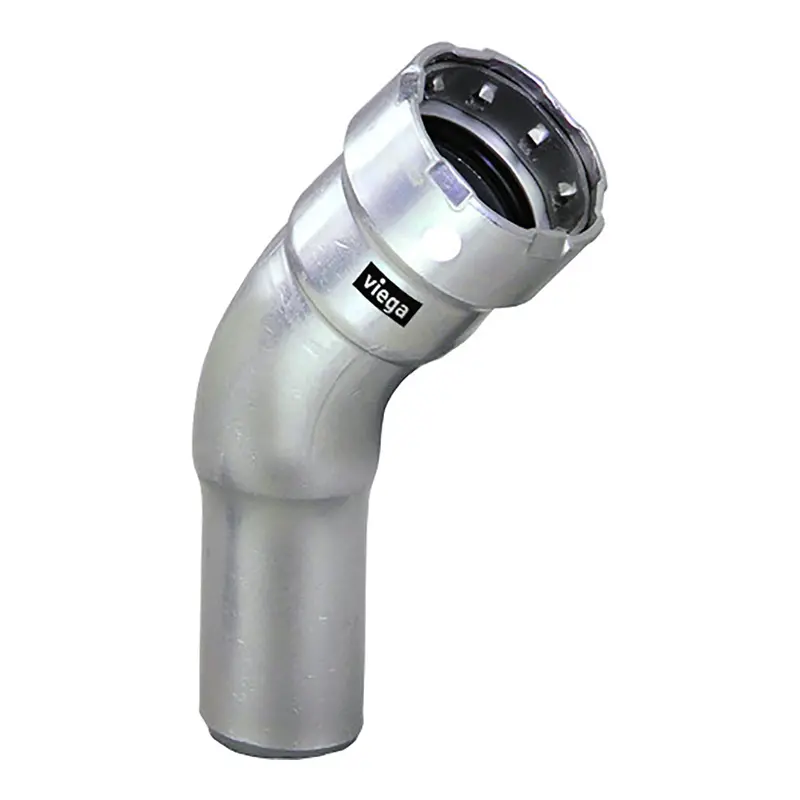Viega Megapress 1-1/2" 45° Stainless Steel 304 Street Elbow – Single Press Fitting Featuring Smart Connect Technology [95095] 1