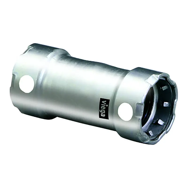 Viega Megapress 1-1/2" Stainless Steel 304 Coupling – No-Stop, Double-Press Smart Connect (95325) 1