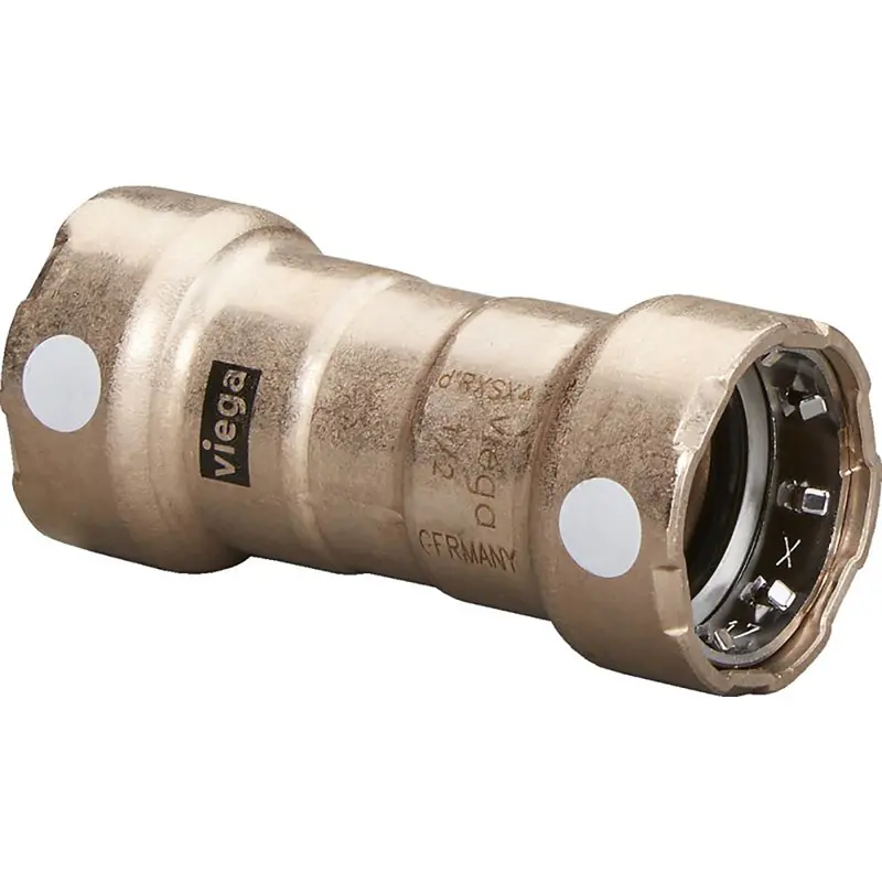 Viega Megapress 3/4-Inch Copper-Nickel Coupling With Stop – Double-Press Smart Connect Fitting 1