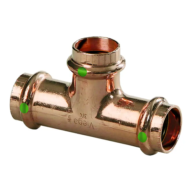 Viega Propress 2" Copper Tee – Triple Press, Smart Connect [77477] 1
