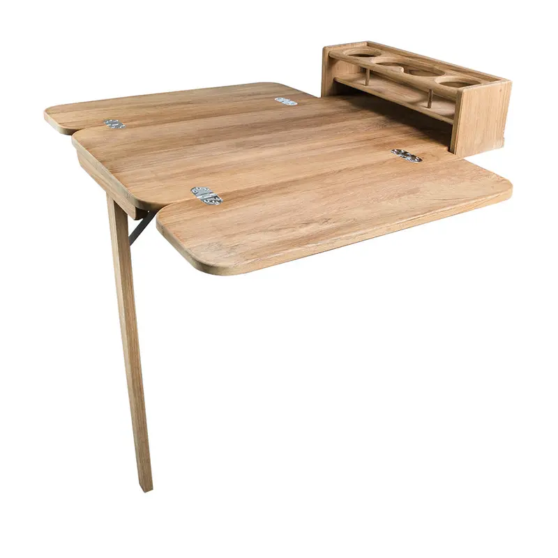 Whitecap Teak Cockpit Table With Folding Leaves And Four Cup Holders 1