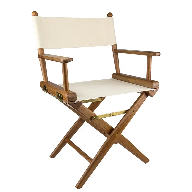 Whitecap Teak Directors Chair With Removable Natural-Fabric Seat Covers [60044] 1
