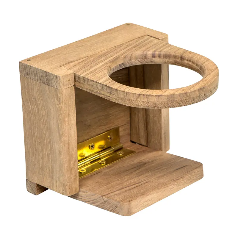 Whitecap Teak Folding Beverage Holder – Compact, Adjustable Marine Cup Mount (Model 62601) 1
